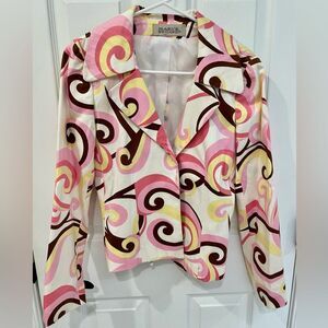 Harvé Benard Groovy 70s Swirl Pattern Women’s Blazer Jacket Size S Approx